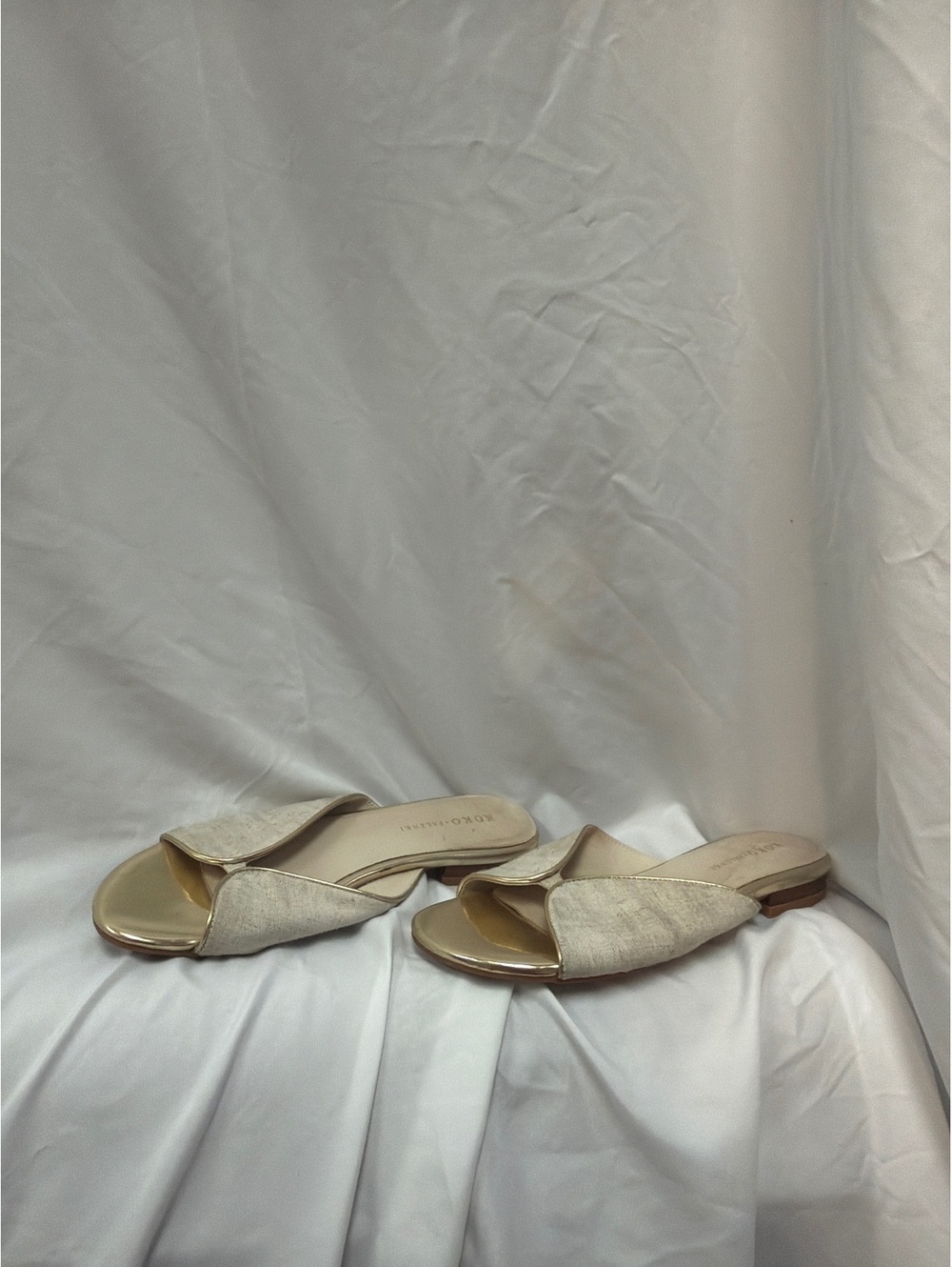 Koko Palenki Gold and Beige Slip-On Sandals